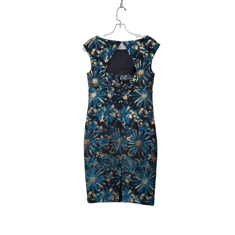 Trina Turk Black, Metallic Gold and Teal Sleeveless Cocktail Dress NWOT - Picture 2 of 6
